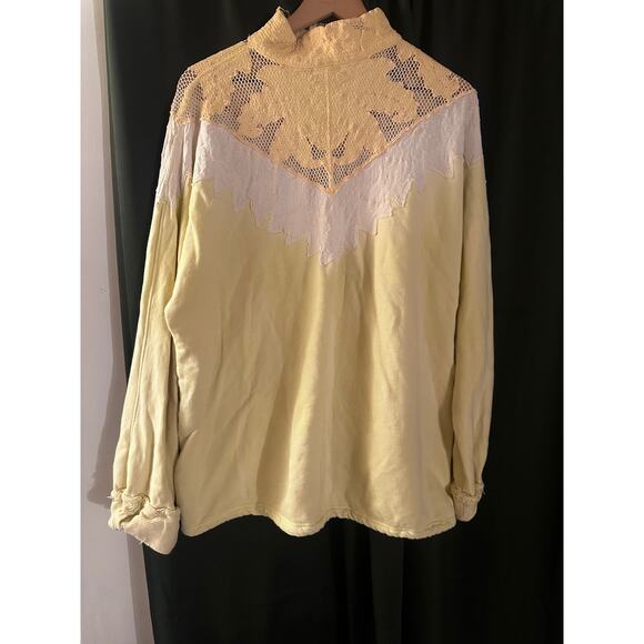 Free People Isla Crochet Quarter Zip Pullover Sweatshirt - Picture 3 of 7